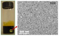 Figure 2: A conductive silver nano-ink uses silver nanoparticles (image in right) as the primary ingredient of the ink.