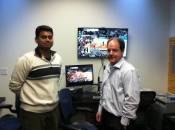 Nikhil Deshpande (left) and Jay DiGiovanni showed off the vast number of technology tools the team has created to serve ESPN's varied needs.